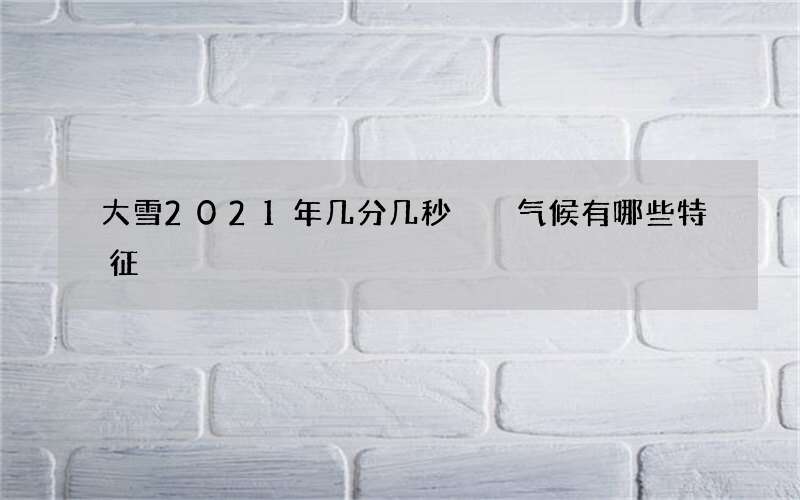 大雪2021年几分几秒  气候有哪些特征